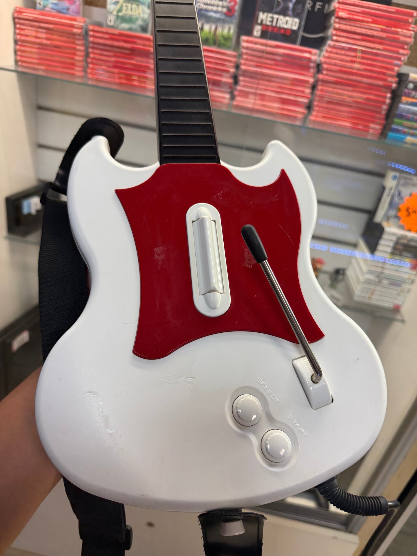 Wired Playstation 2 Guitar Hero Guitar (White/Red) - Playstation 2