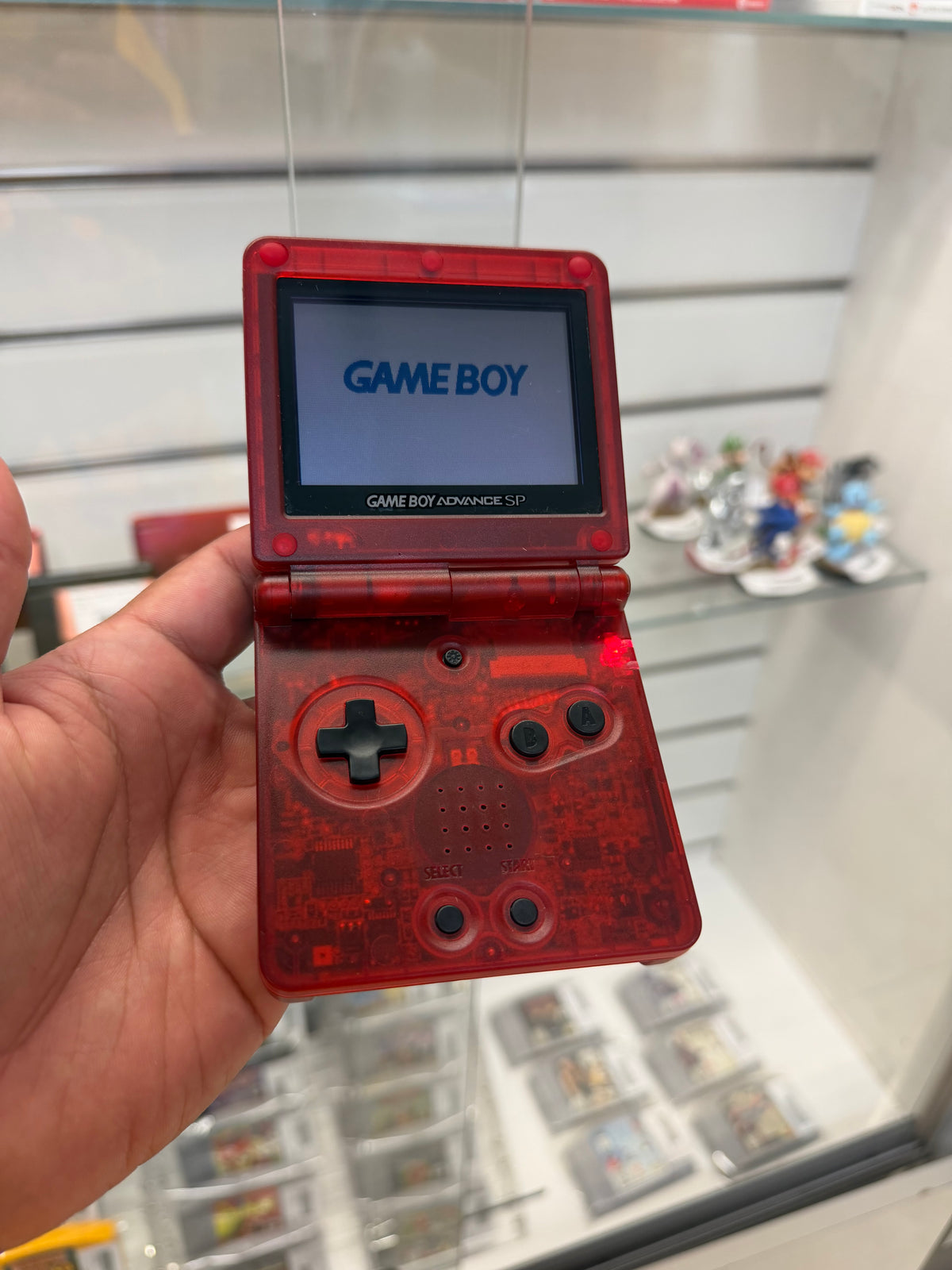 Gameboy Advance SP Clear Red 001 (Reshell) - GameBoy Advance