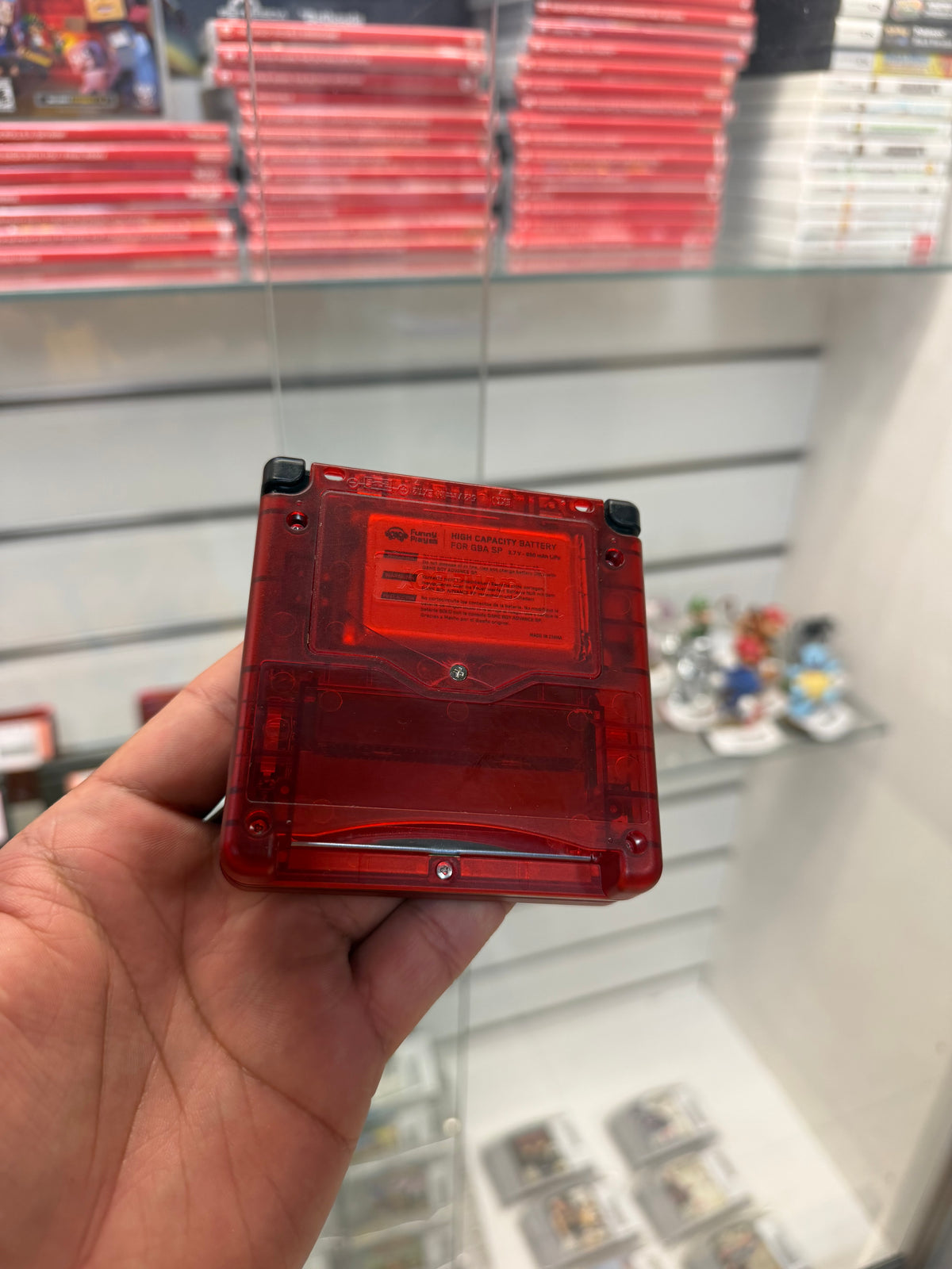 Gameboy Advance SP Clear Red 001 (Reshell) - GameBoy Advance