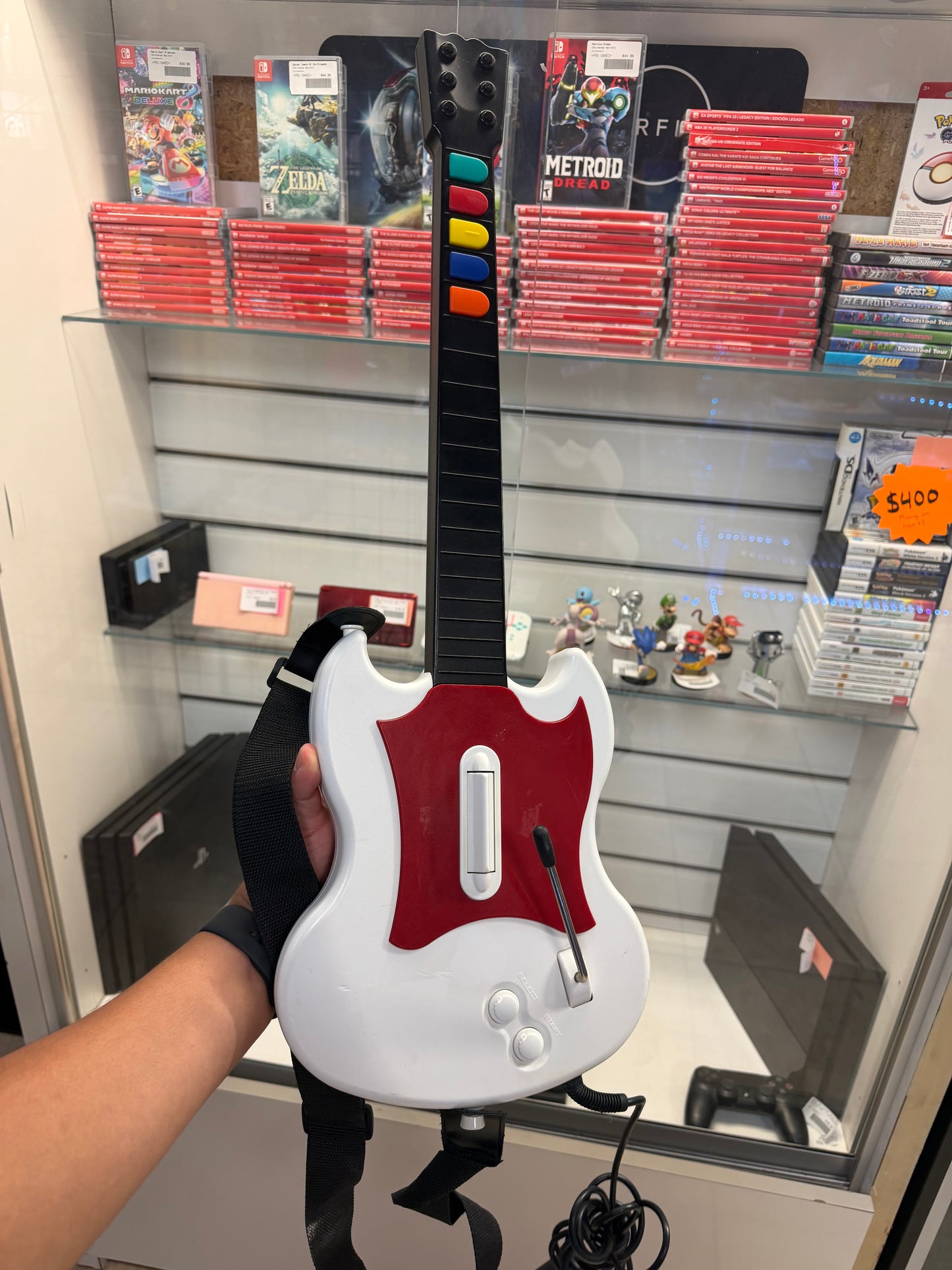 Wired Playstation 2 Guitar Hero Guitar (White/Red) - Playstation 2