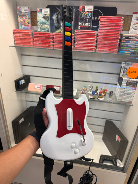 Wired Playstation 2 Guitar Hero Guitar (White/Red) - Playstation 2