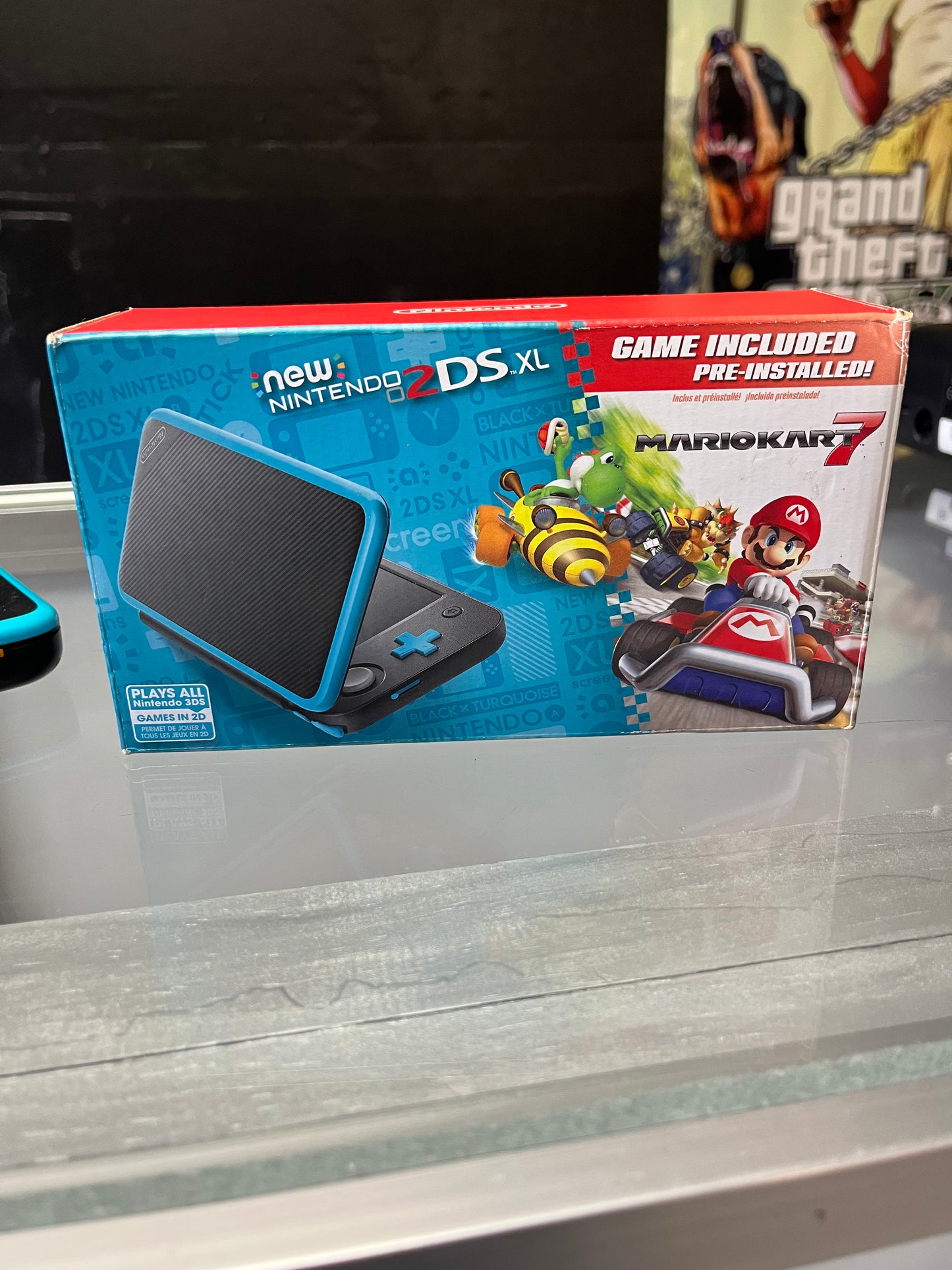 New Nintendo 2DS XL Black & Turquoise Handheld Console In Box