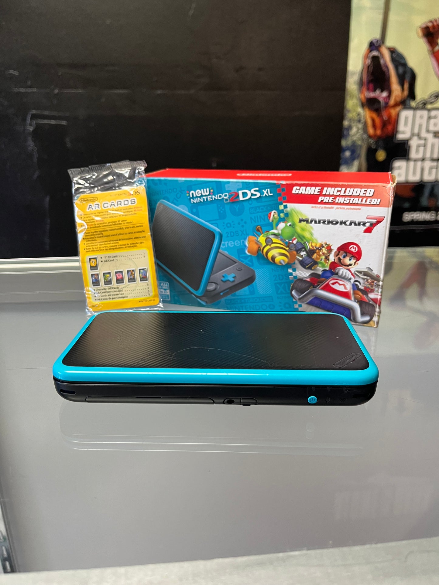 New Nintendo 2DS XL Black & Turquoise Handheld Console In Box