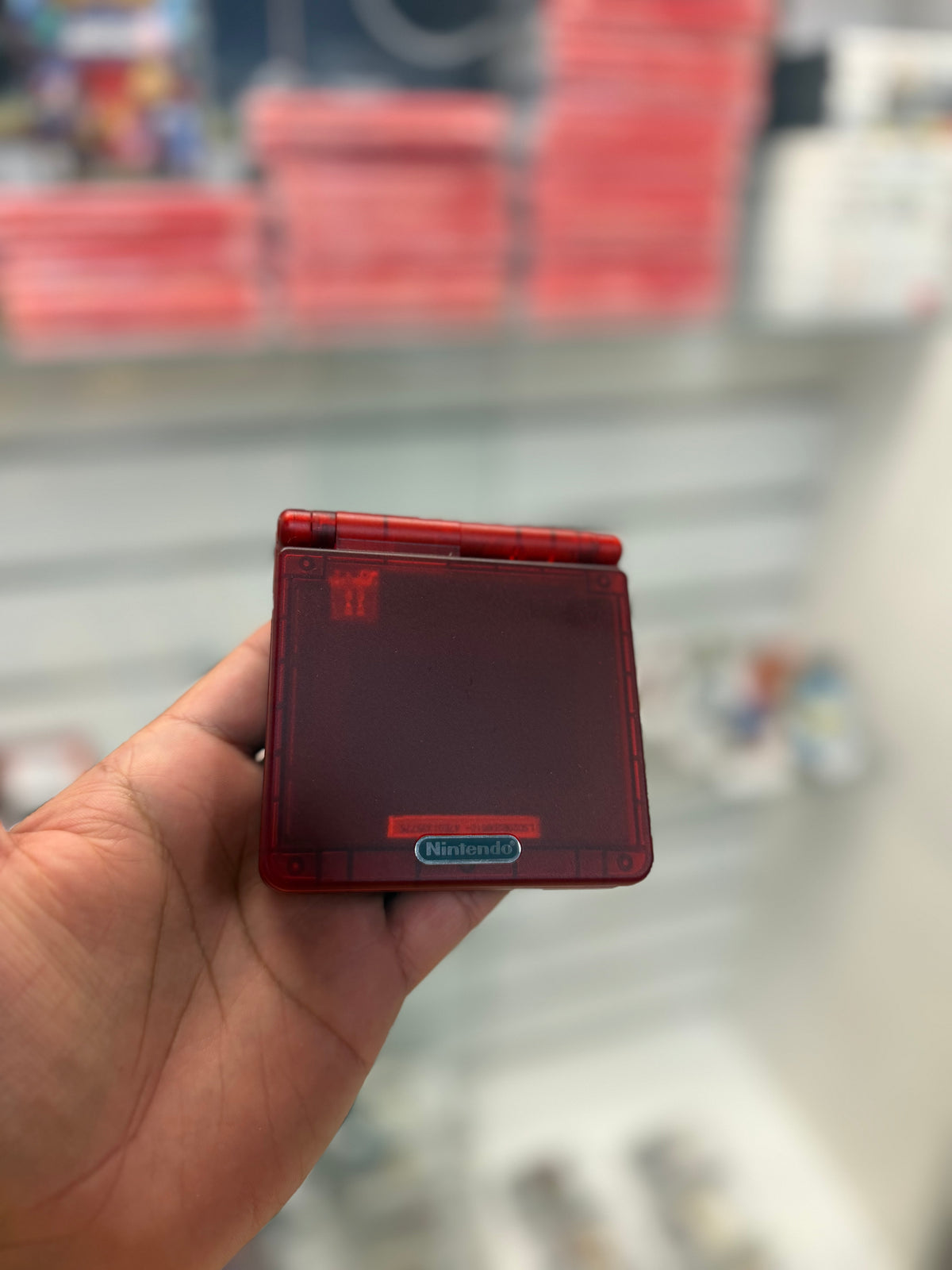 Gameboy Advance SP Clear Red 001 (Reshell) - GameBoy Advance