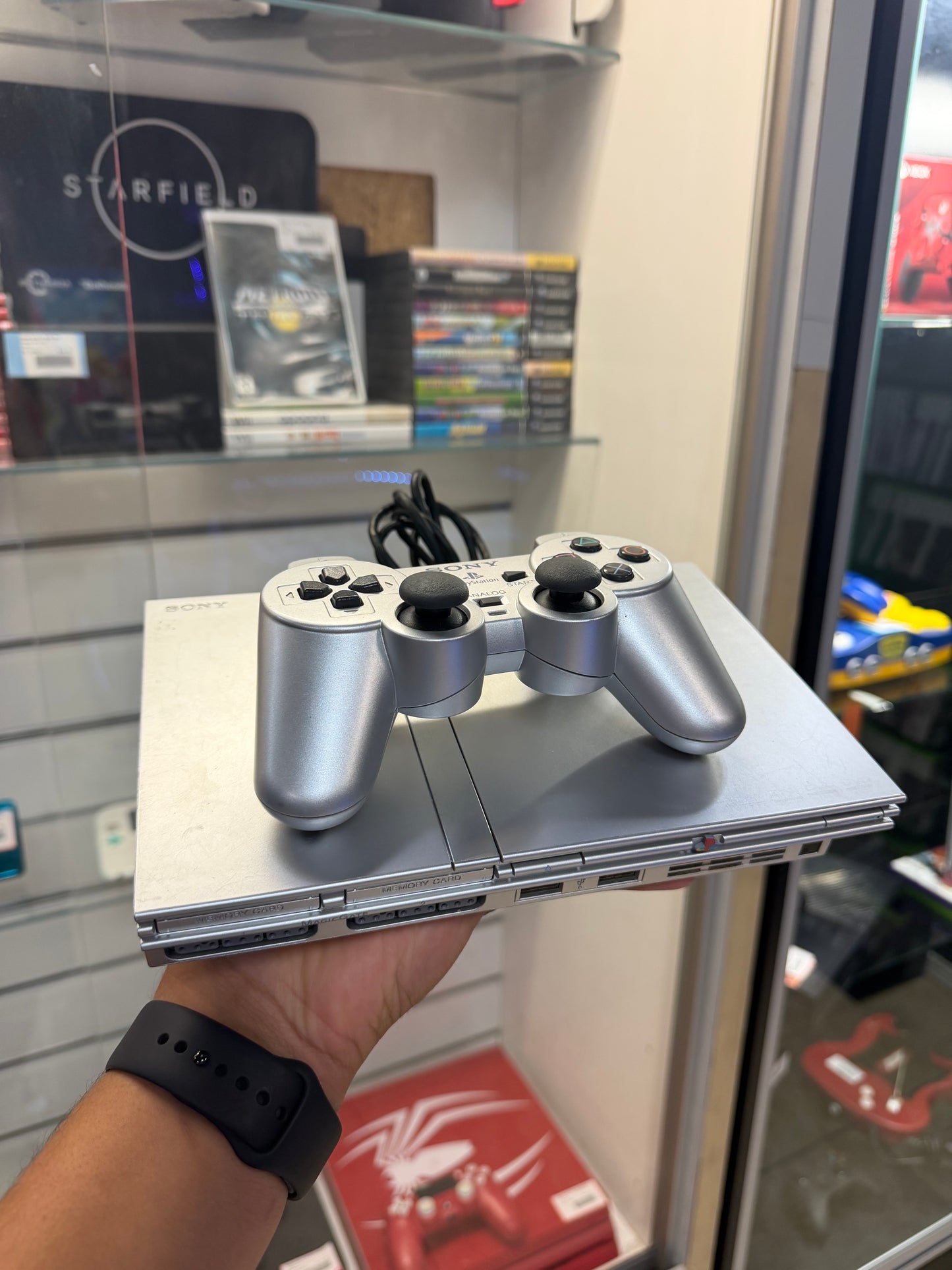 Silver Playstation 2 Slim System (Cosmetic Wear) - Playstation 2