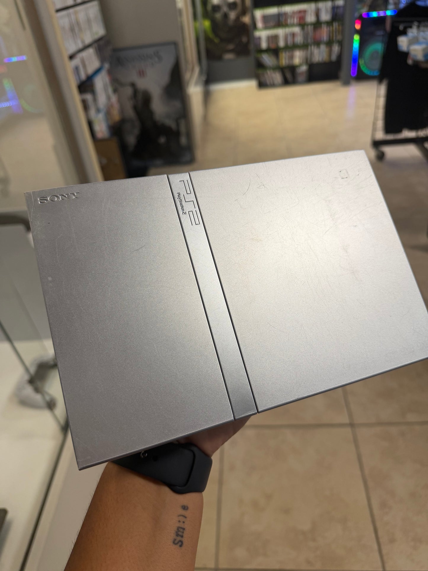Silver Playstation 2 Slim System (Cosmetic Wear) - Playstation 2