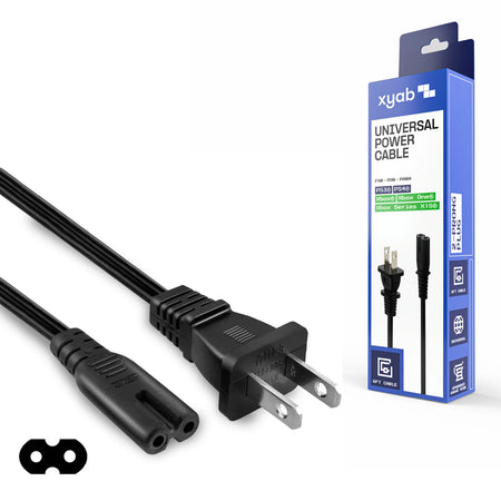 2 Prong Universal Power Cable (PS3/PS4/PS5/Xbox One/Xbox Series S/X) - XYAB Cables